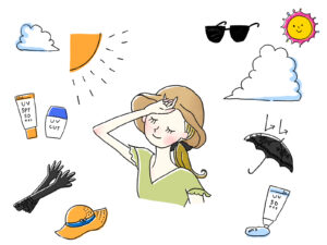 日焼けした女性のイラスト
