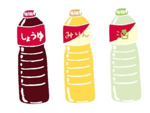 醤油とみりんと酒のイラスト
